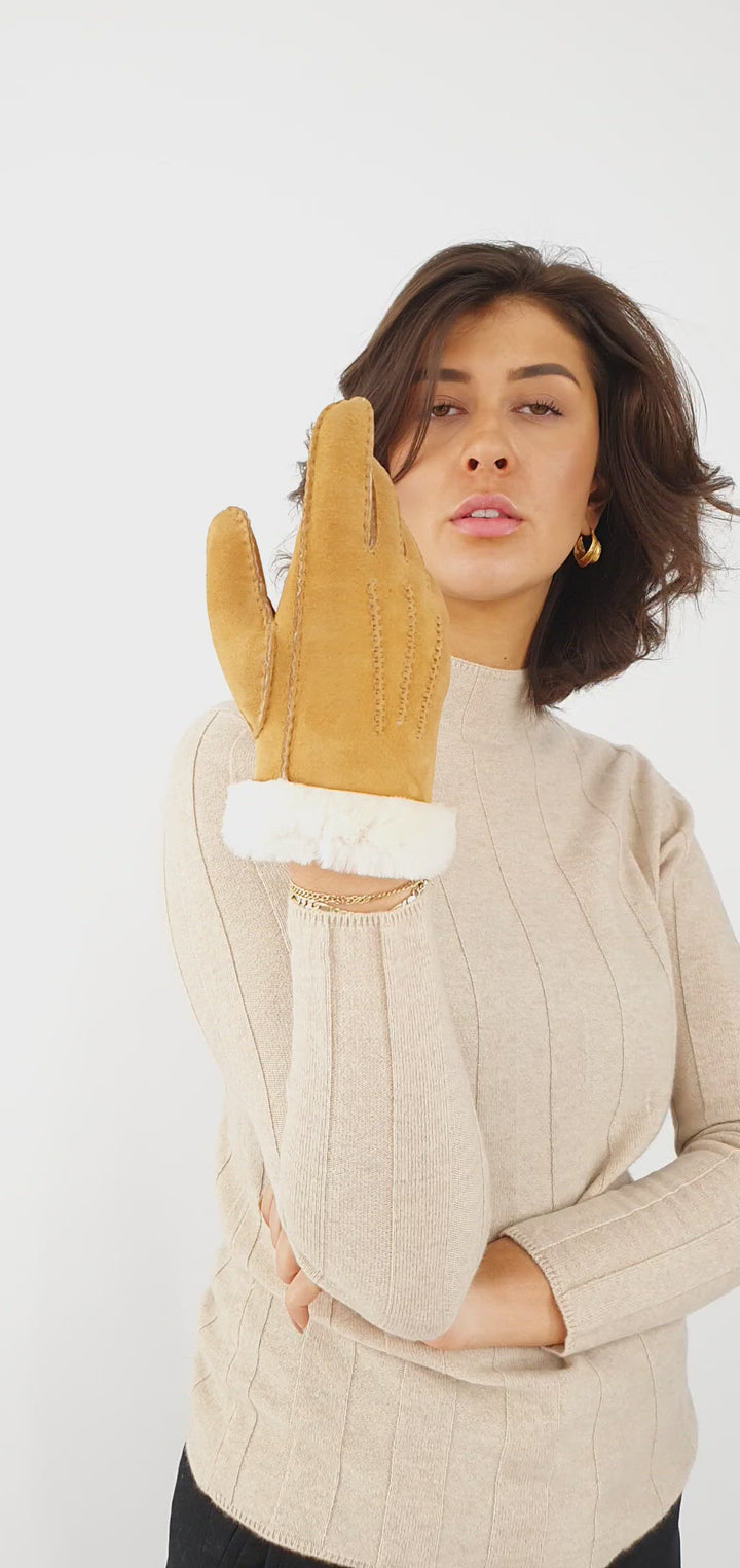 ZXM-010 Shearling Handsker - Kamel