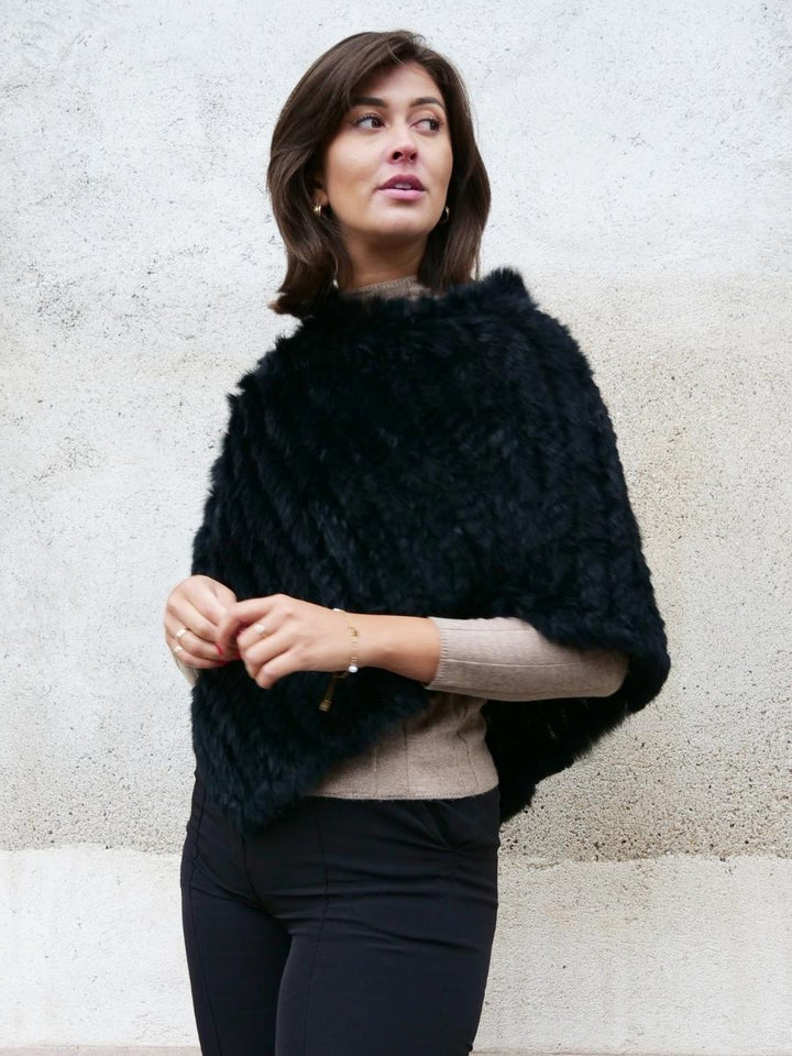 4DK1107 Poncho - Conejo - Mujer - Negro