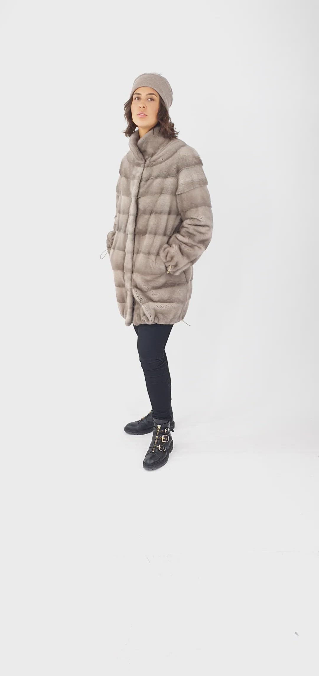 Rosario, 85 cm. - Krage - Mink - Dam - Silverblå