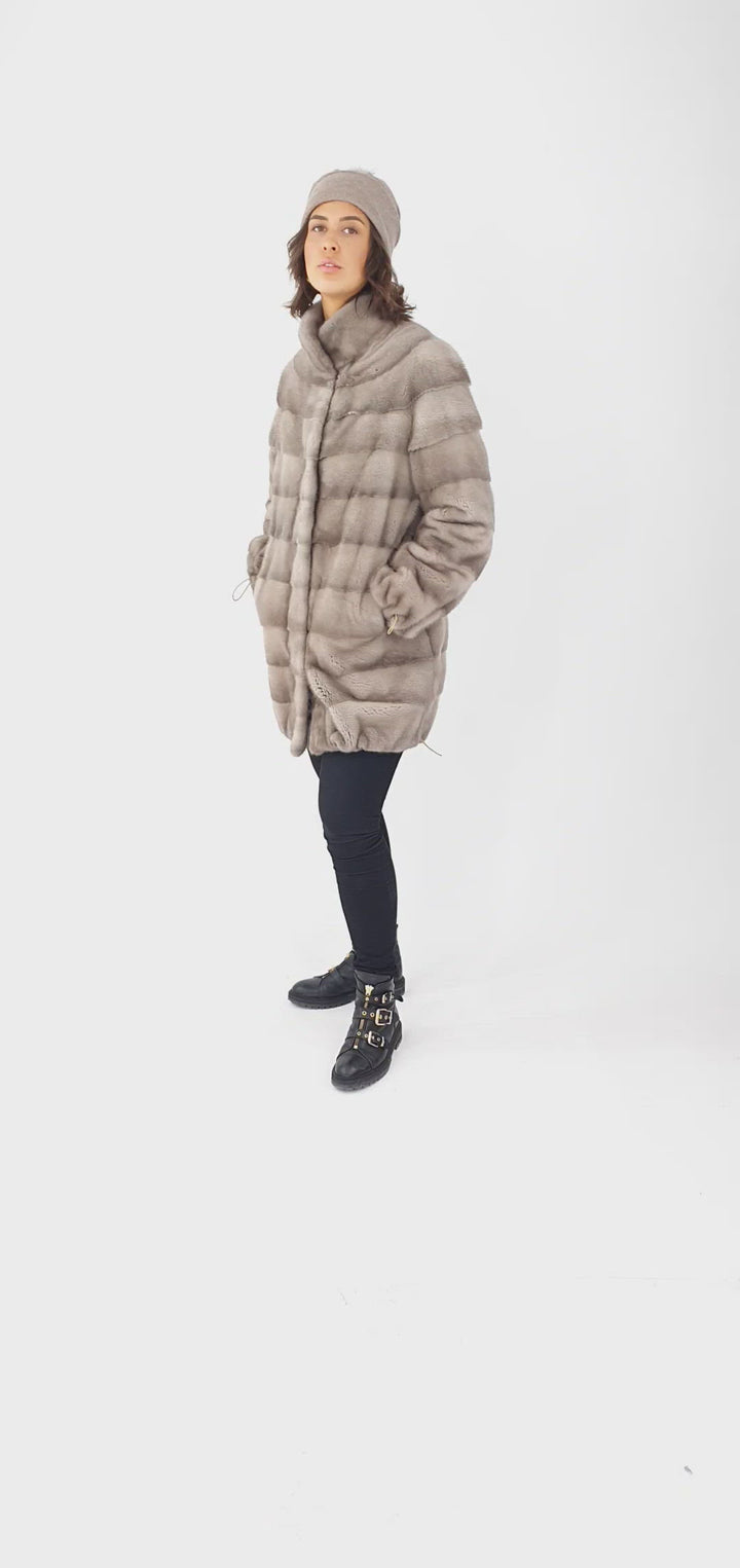 Rosario, 85 cm. - Krage - Mink - Dam - Silverblå