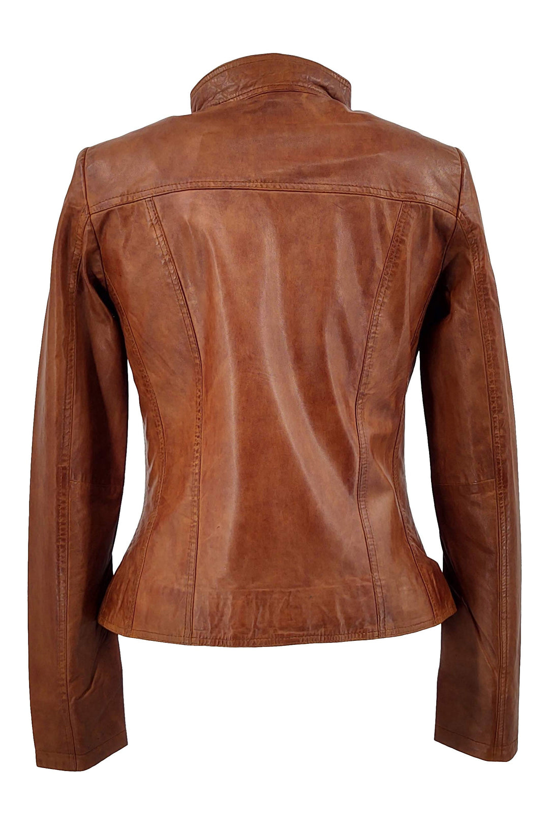 P 14-01 - Lamm-Malli-Leder - Damen - Dunkles Cognac / Læder Skinds Jakke - Levinsky - Kvinde | STAMPE PELS