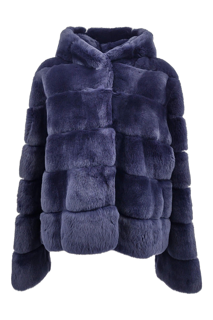 Petrovski, 60 cm. - Hætte - Rex - Damer - Navy / Rex Kanin Pels - Levinsky - Kvinde | STAMPE PELS