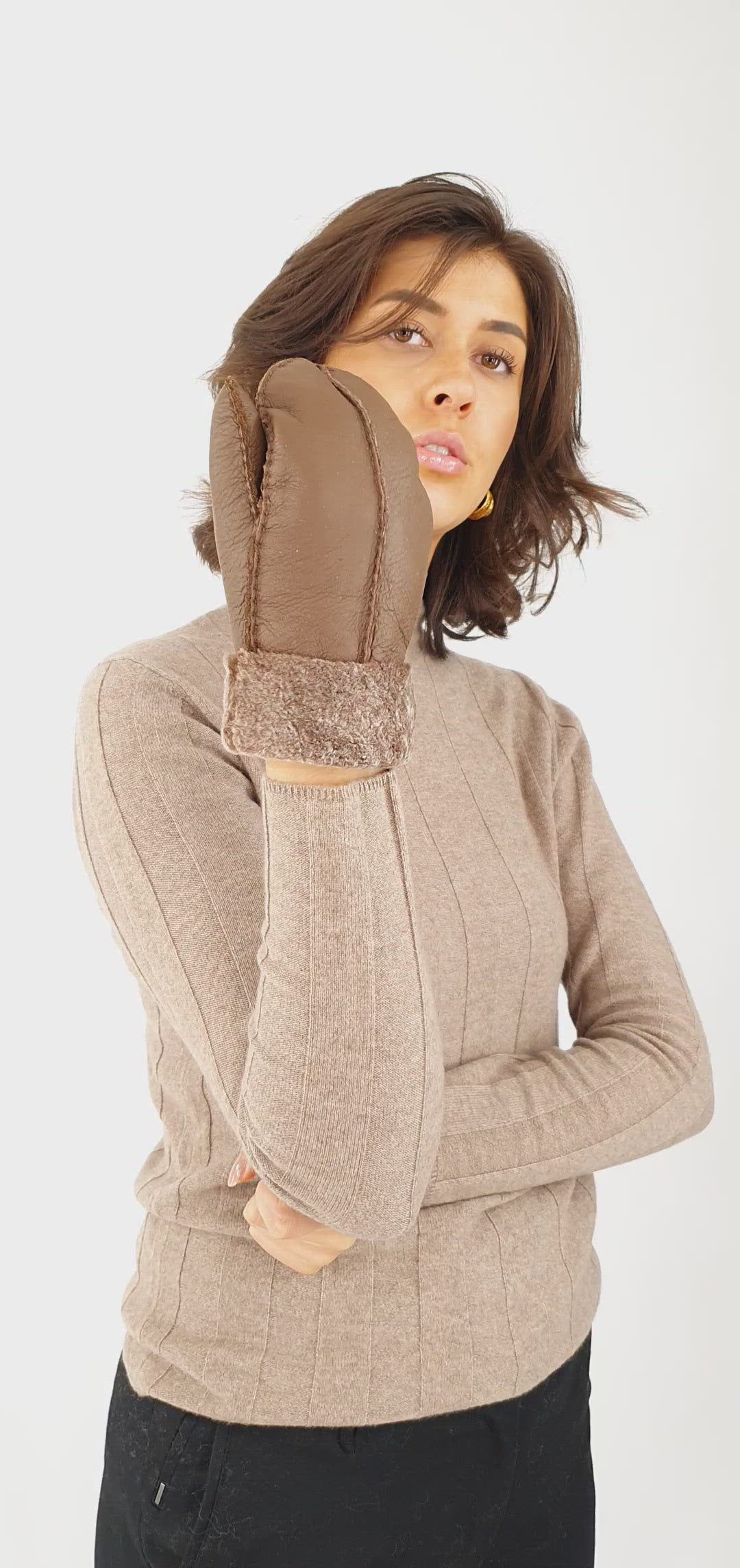 ZXM-159 - Shearling lammevanter - Damer - Assorteret brun