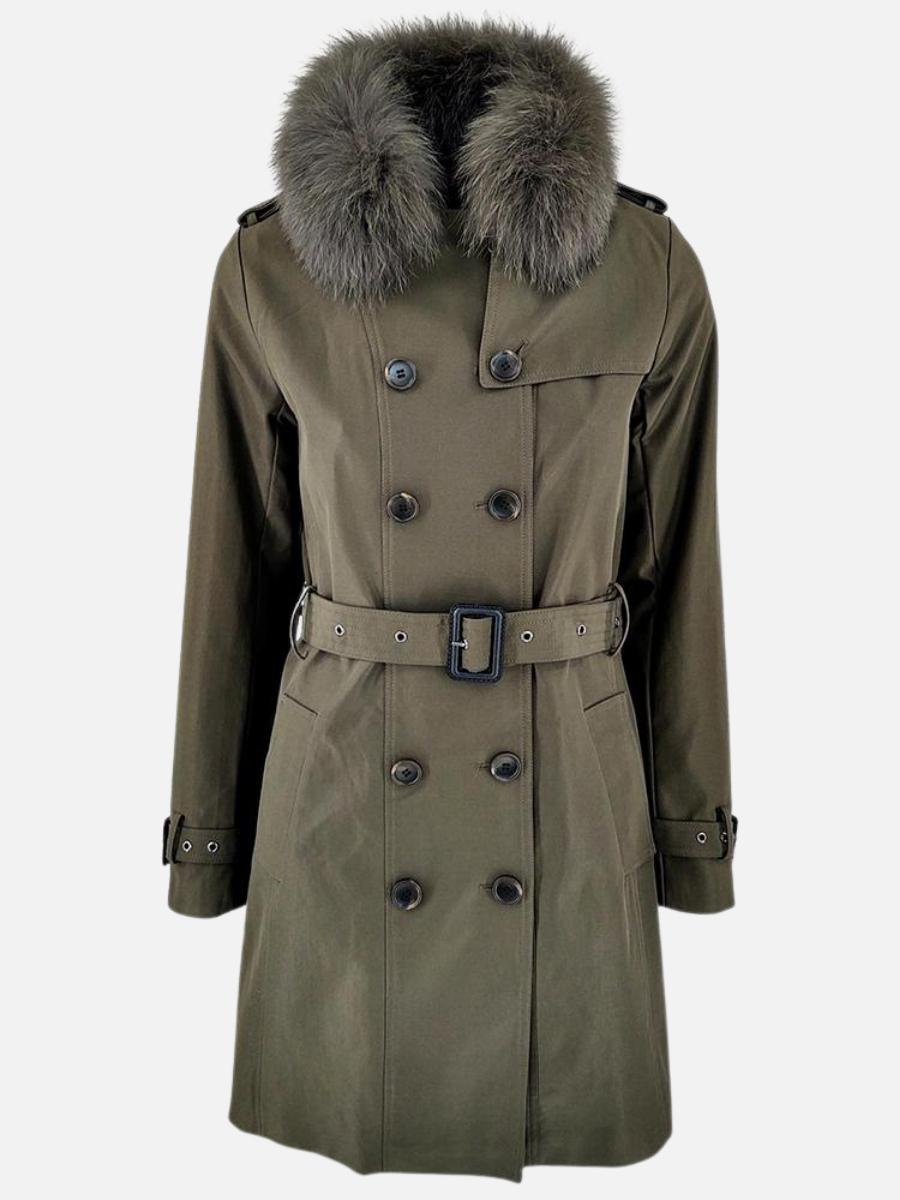 Daisy - Army - Trenchcoat med pelskrave - Damer