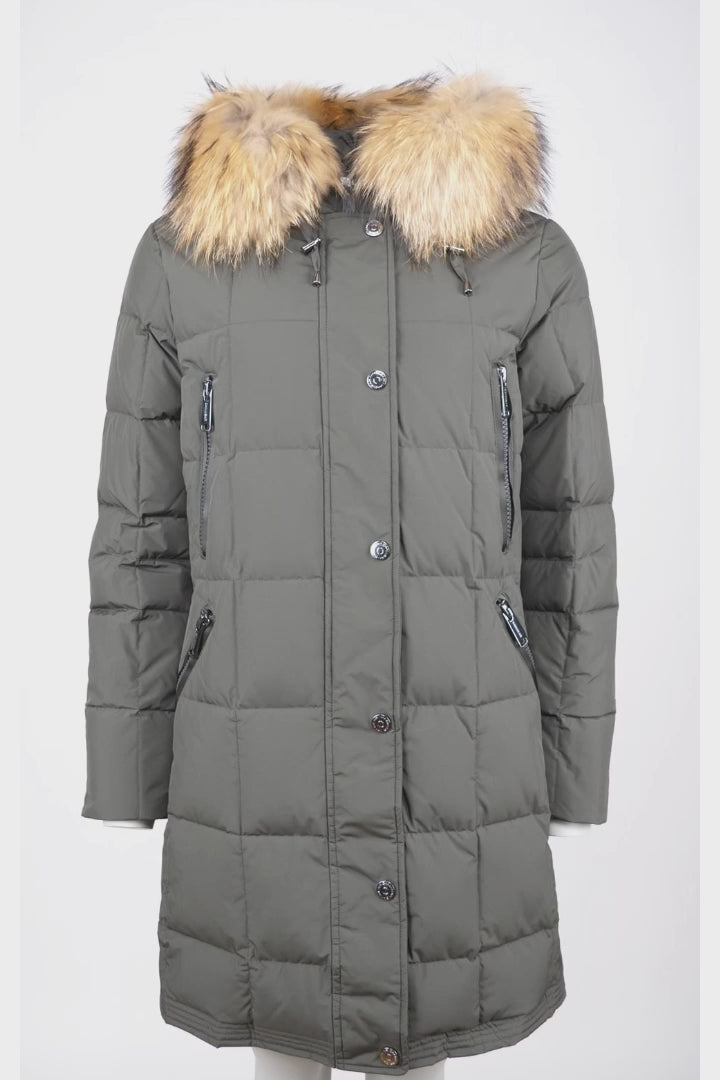 14303-500R - Dunjakke - Army - Kvinde - Hætte