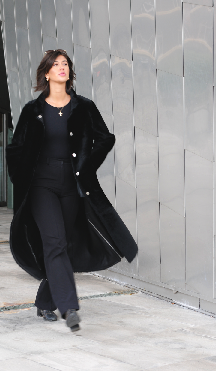 Flore, 125 cm. - Collier - Agneau Nappa - Femme - Noir