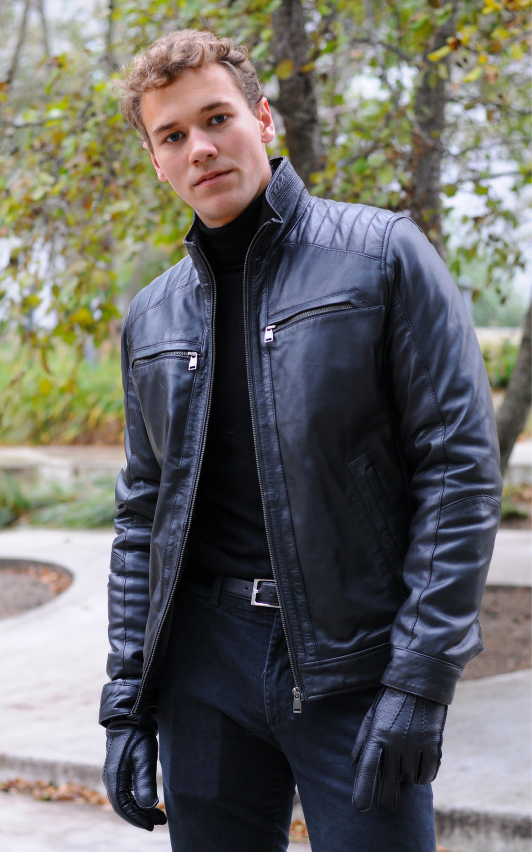 Smart - Lederjacke - Herren - Schwarz