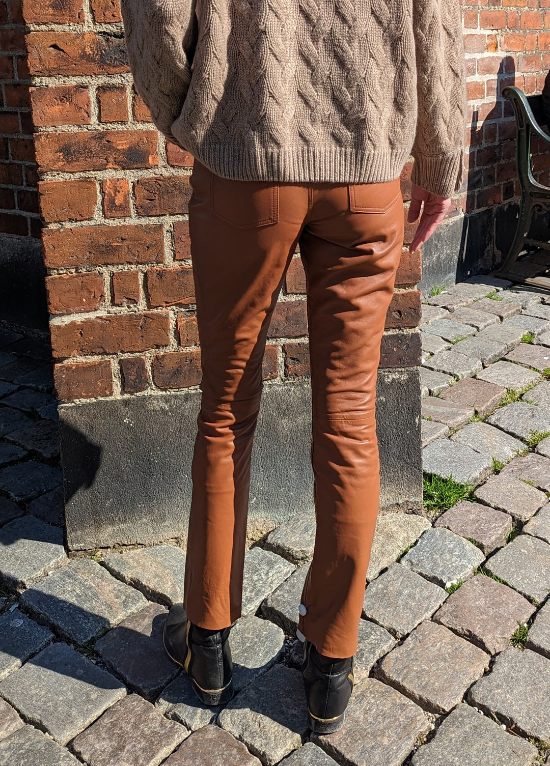 Jill Trouser - Lamb Nappa Læderbukser - Damer - Dark Tan
