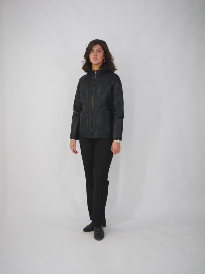 Coline - Hood - Lamsleren jas - Dames - Zwart