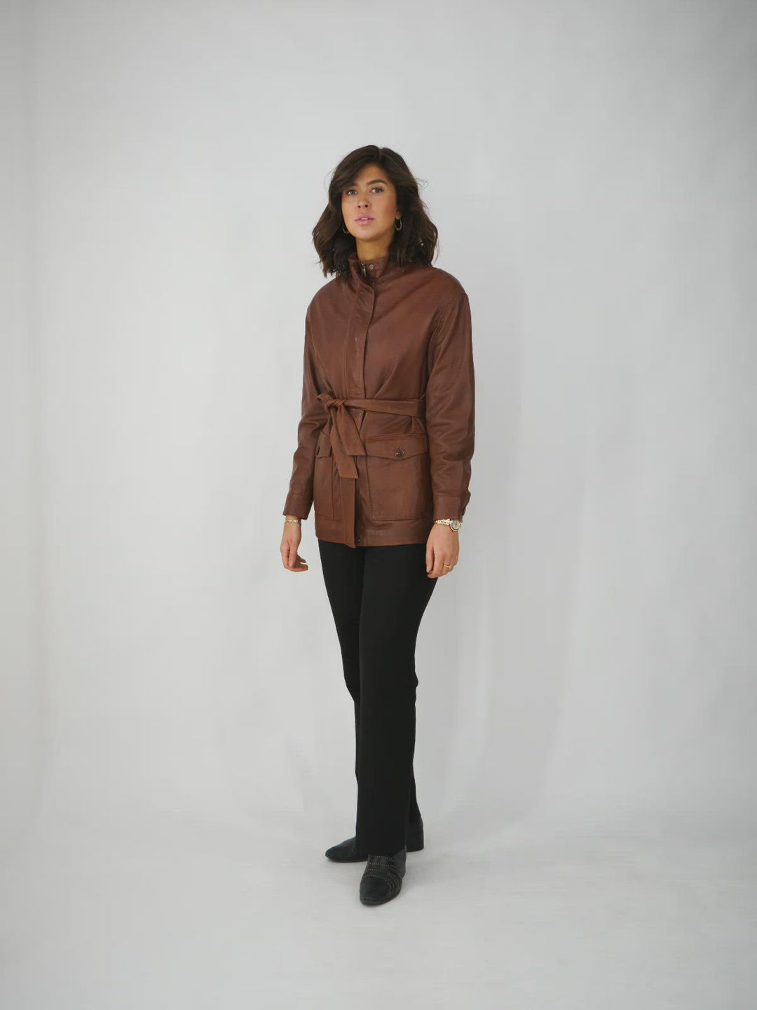 Eira - Lam Malli Leer - Dames - Donker Cognac