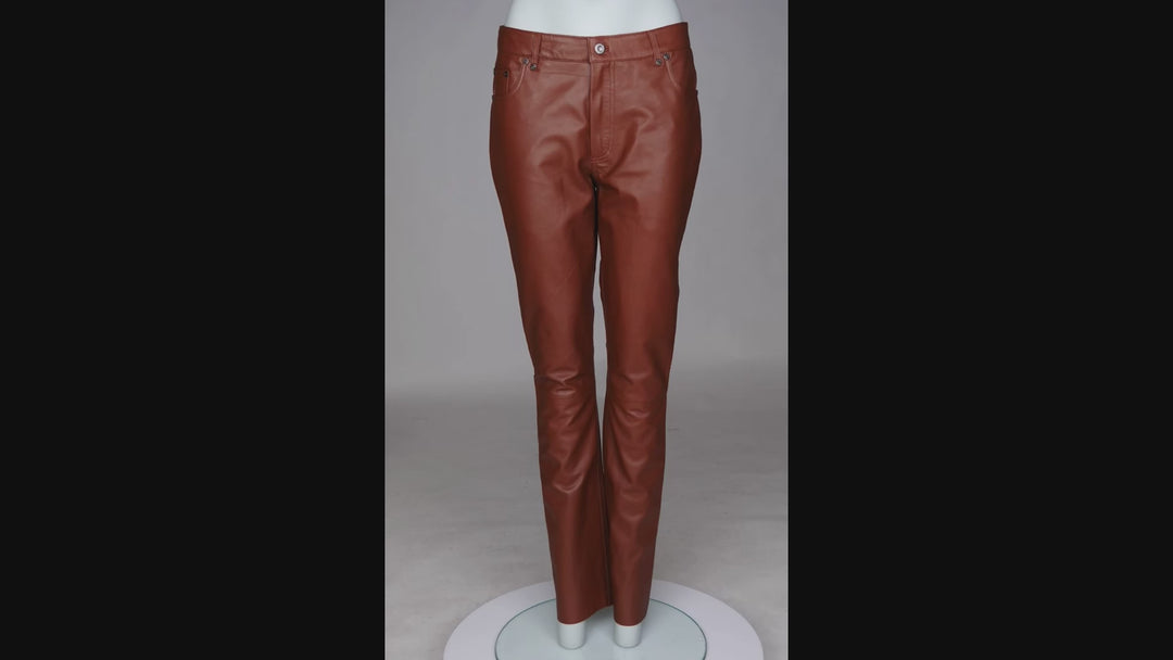 Jill Trouser - Lamb Nappa Skinnbukse - Dame - Dark Tan