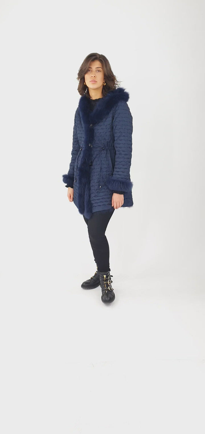Calera, 85 cm. - Capuchon - Textiel - Dames - Marineblauw