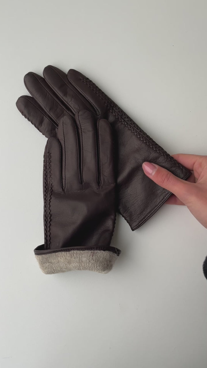 Z-001 Stitch Læderhandske - Brun