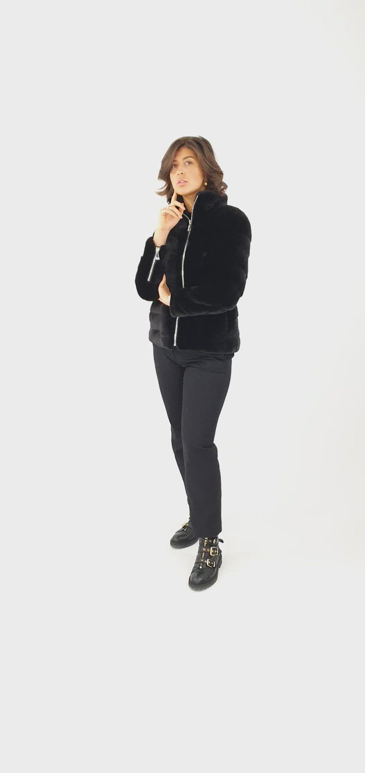 Agnes, 61 cm. - Mink - Kvinder - Sort