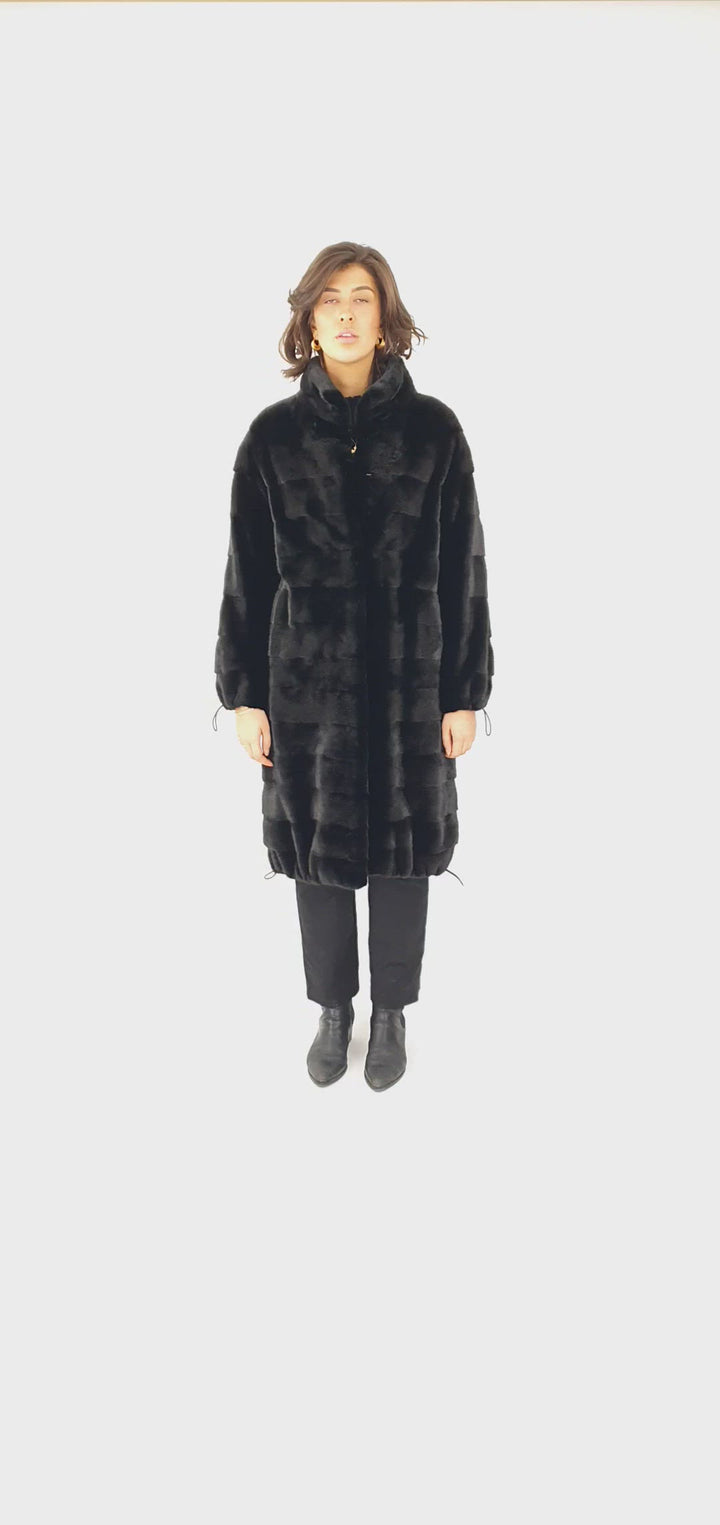 Acropoli, 105 cm. - Visone Tinto - Donna - Nero / Pels Visone - Levinsky -Kvinde